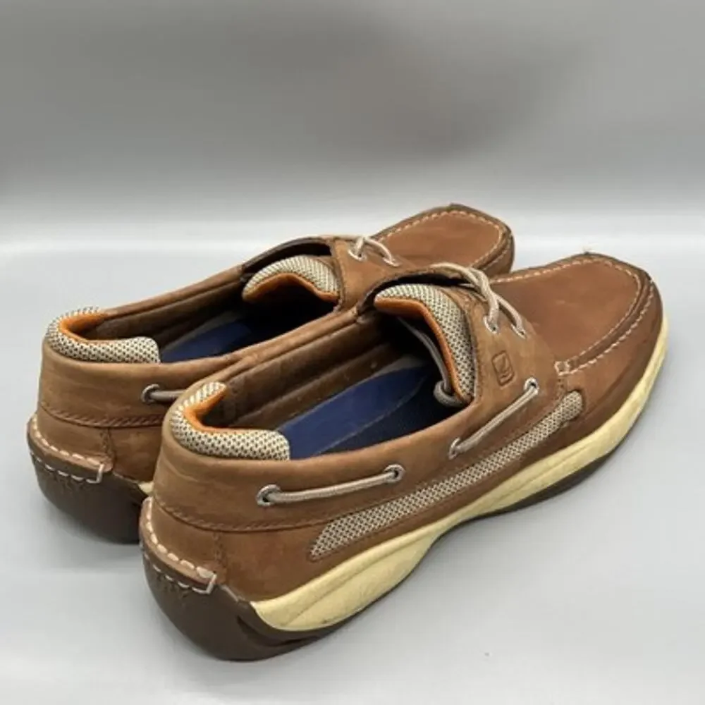 Sperry Shoes Mens 13 Brown Leather Top Sider Boat Deck Moc Toe Casual Comfort